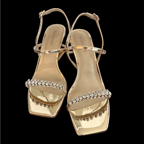 Moda Rope Gold Embellished Heels - Picture 1 of 6